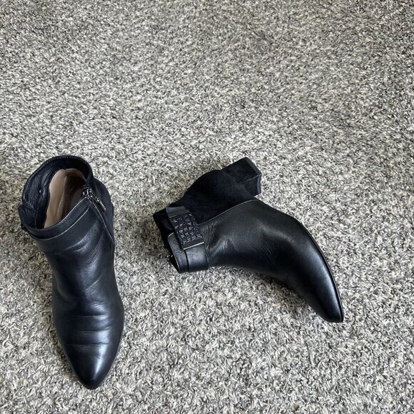 Beautifeel Ankle Boots Suede Black Leather Low Block Heel Classy Zip 36 US 5-5.5 - Picture 1 of 10